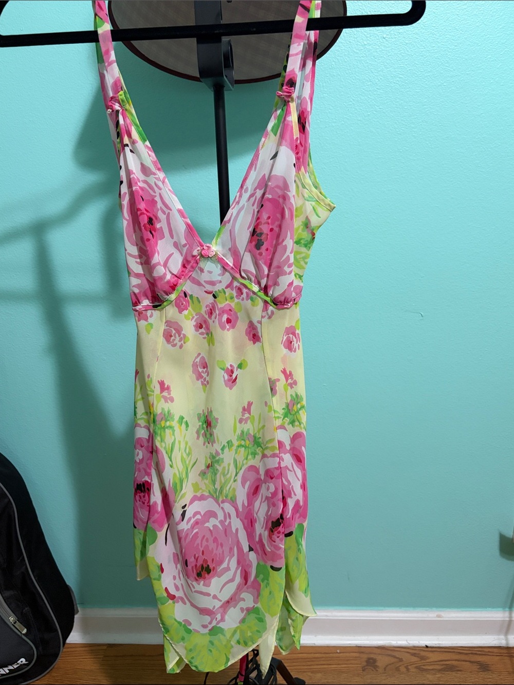Betsey Johnson Pink and Yellow Floral Slip Dress